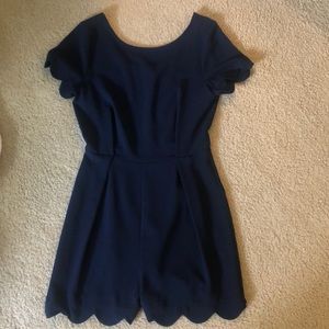 Navy Scalloped Romper